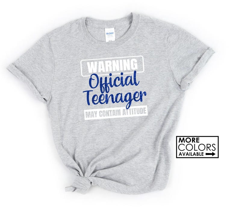 Warning Official Teenager May Contain Attitude Shirt - Officially a Teenager - Custom Colors -Glitter - 13th Birthday - Birthday Girl Shirt imagem 3