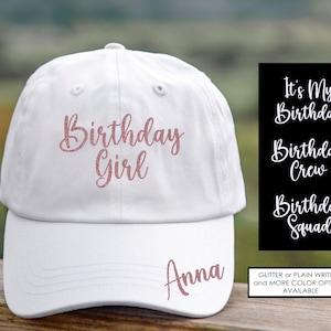 Birthday Girl Baseball Hat - Birthday Squad Hat - It&#39;s My Birthday Hat -  Glitter Hat - Birthday Crew -Trucker - Dad Hat - Tie Dye - Sparkle