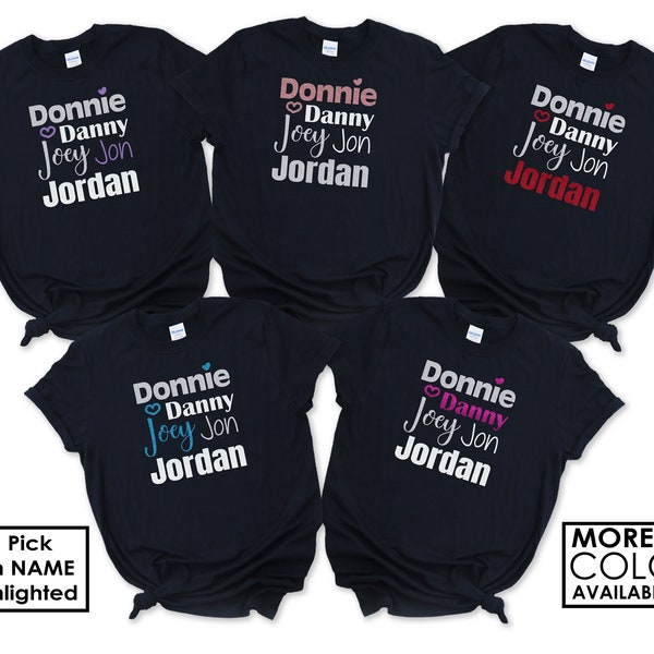 Donnie, Danny, Joey, Jon and Jordan Shirt - Personalize the Colors  - Concert - Blockheads- Mixtape tour