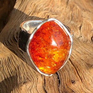Bague en ambre massif, fabriquée en argent sterling 925 - bague en argent avec ambre lumineux image 8