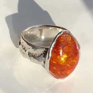 Bague en ambre massif, fabriquée en argent sterling 925 - bague en argent avec ambre lumineux image 6