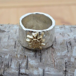 edelweiss ring in silver 925 and gold 750