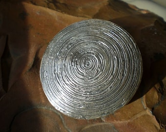 Runde Gürtelschnalle aus 925 Sterling Silber geschwärzt mit Muster gewunden Spirale keltisch