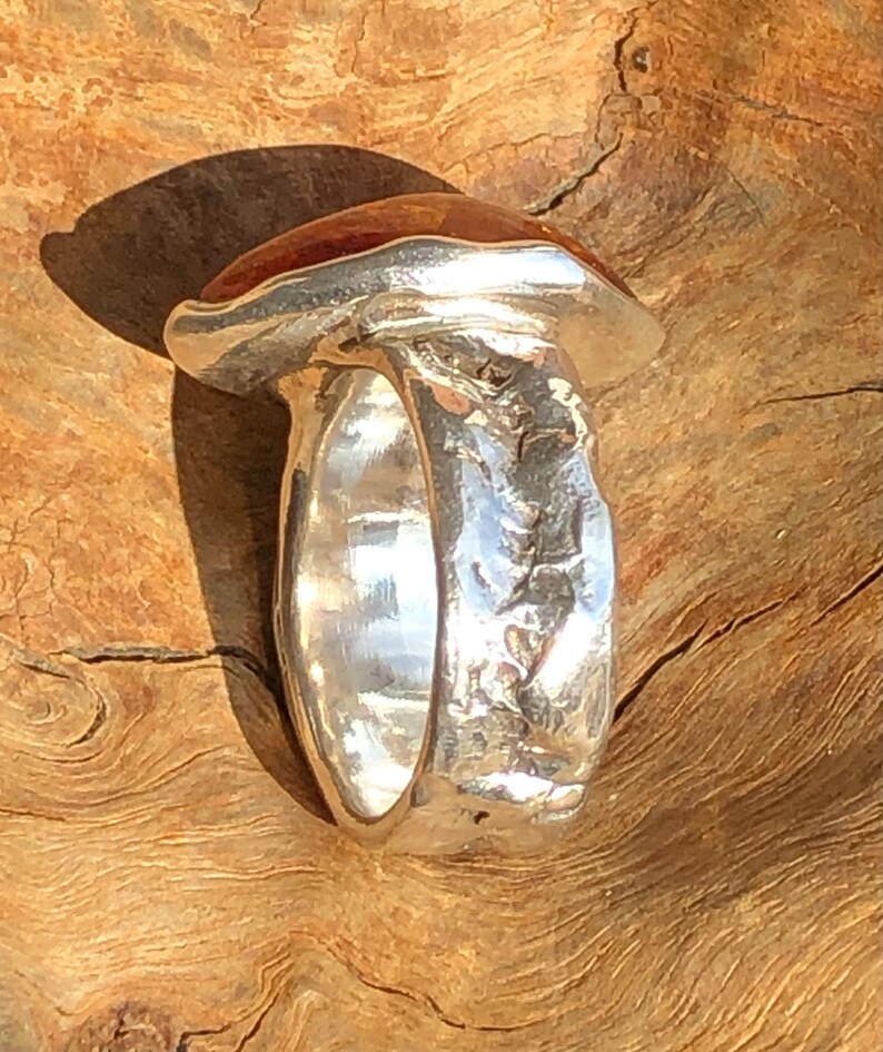 Bague en ambre massif, fabriquée en argent sterling 925 - bague en argent avec ambre lumineux image 7