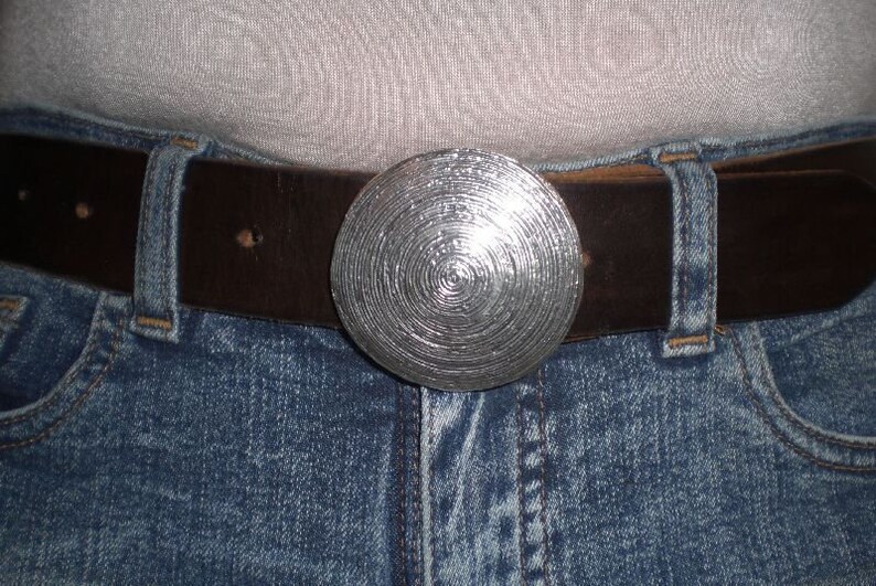 Round Belt Buckle Made of 925 Sterling Silver With Spiral Etsy