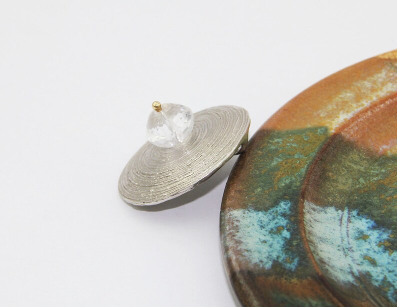 rock crystal pendant with spiral pattern of 925silver and 750gold