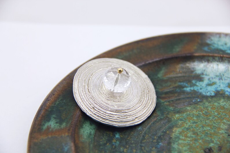 rock crystal pendant with spiral pattern of 925silver and 750gold