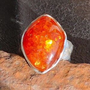 Bague en ambre massif, fabriquée en argent sterling 925 - bague en argent avec ambre lumineux image 11