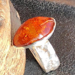 Bague en ambre massif, fabriquée en argent sterling 925 - bague en argent avec ambre lumineux image 10