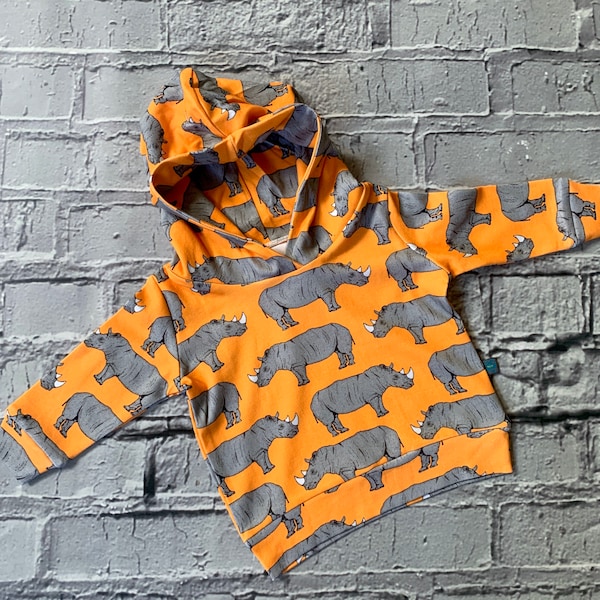 NEU! SOFORT LIEFERBAR, Nashörner Bio Baby Hoodie, Bio Kleinkind Hoodie, Bio Kinder Hoodie, bis 3 Jahre, Kinderkleidung, Nashorn Hoodie