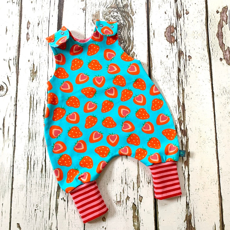 dungarees strawberries organic romper romper strawberry stretchy dungarees kids romper baby clothes baby romper NEW