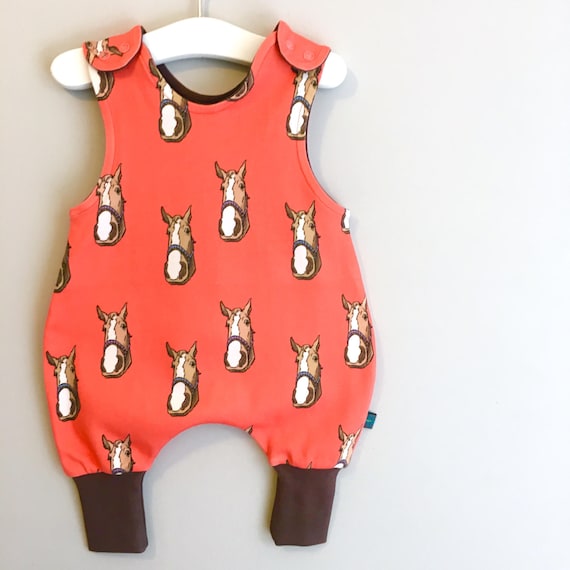 Horses baby romper baby clothes baby dubgarees horses Etsy