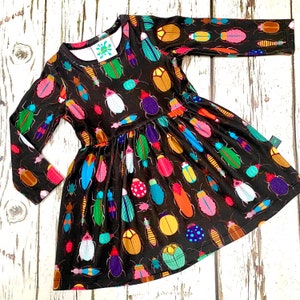 READY to SHIP Organic bugs dress, baby dress, girls dress, organic dress, bugs, Maggie Magoo, newborn to 10 years image 3