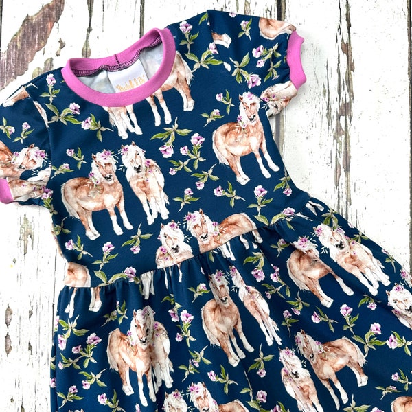 Ponies dress, toddler dress, 3m to 10 years, kids dress, organic baby clothes, organic dress, skater dress, organic kids clothes