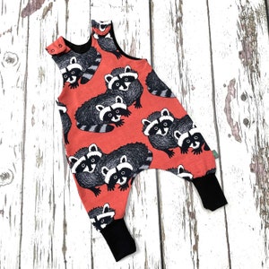 NEW! Raccoons baby romper, baby romper, baby dungarees, organic baby clothes, baby gift, raccoons, baby shower