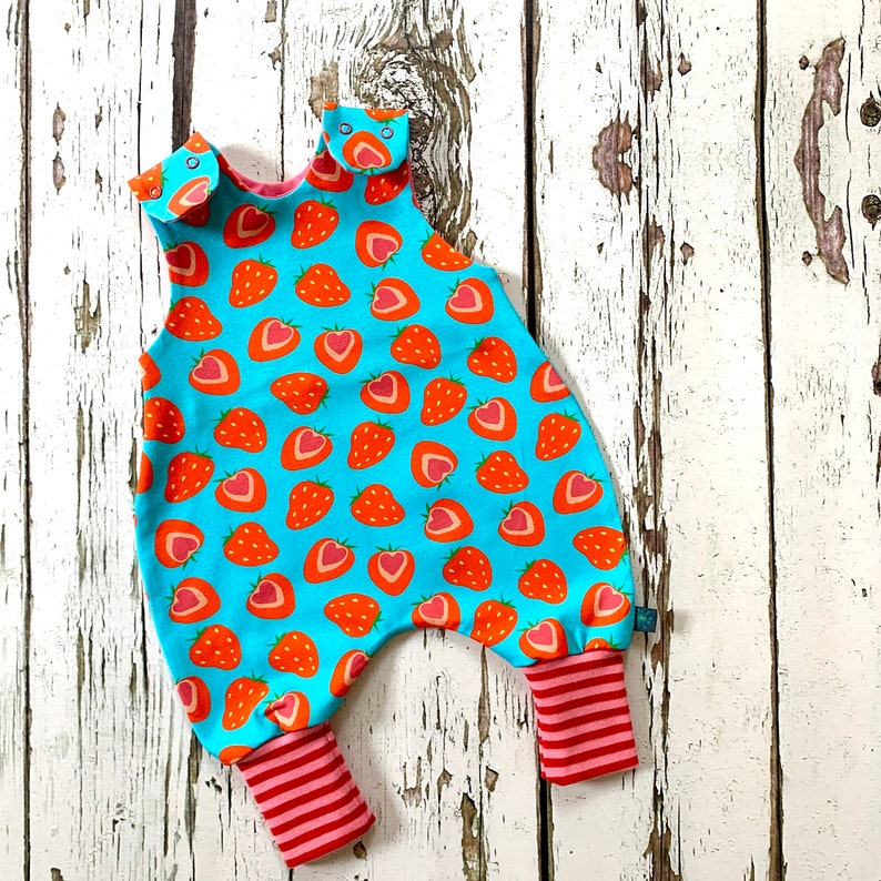 dungarees strawberries organic romper romper strawberry stretchy dungarees kids romper baby clothes baby romper NEW