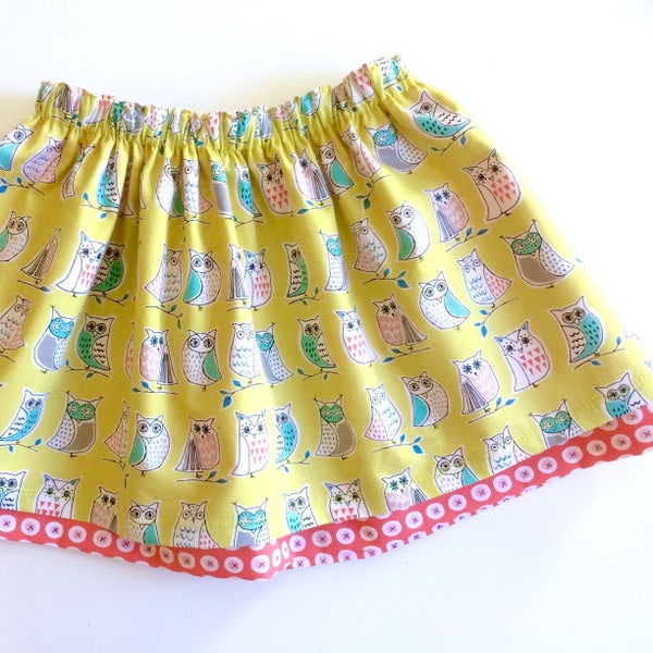 Organic baby skirt, girls skirt, orgnic skirt, cotton skirt, owls, baby gift, toddler skirt, toddler gift