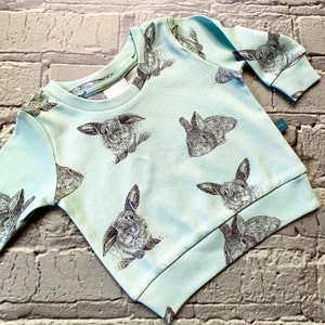 NEW! READY to SHIP Green bunnies organic baby top, kids top, toddler top, t shirt, bunny jumper