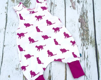 Cats baby romper, baby clothes, baby dungarees, cats romper,  organic baby clothes, baby gift, cats , baby shower,