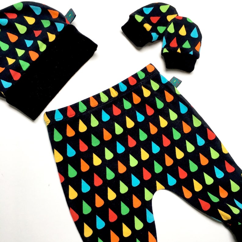 NEW rainbow drops baby leggings organic baby clothes baby boy leggings toddler trousers rainbow, baby gift baby girl leggings