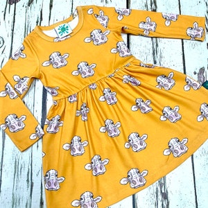 READY to SHIIP! Cows dress, toddler dress, NB to 6 years, kids dress, organic baby clothes, organic dress, cows, organic kids clothes