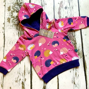 NEU! SOFORT LIEFERBAR, Igel Bio Baby Hoodie, Bio Kleinkind Hoodie, Bio Kinder Hoodie, bis 3 Jahre, Kinderkleidung, Igel