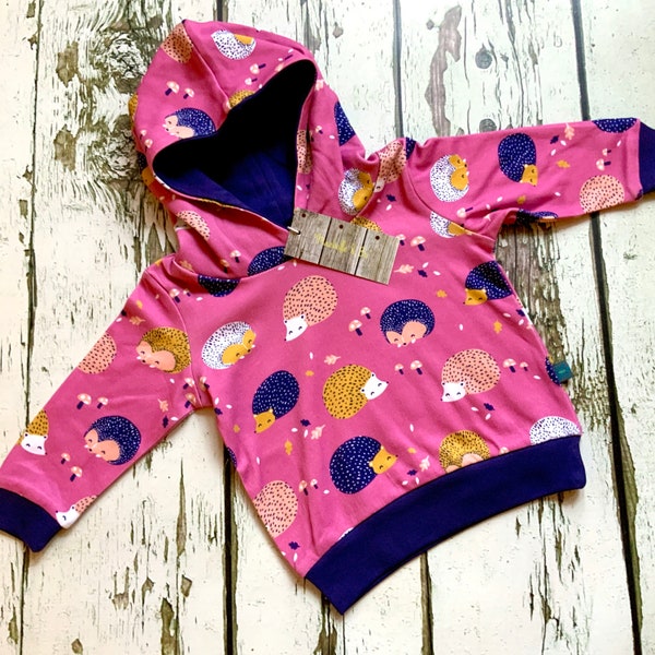 NEU! SOFORT LIEFERBAR, Igel Bio Baby Hoodie, Bio Kleinkind Hoodie, Bio Kinder Hoodie, bis 3 Jahre, Kinderkleidung, Igel