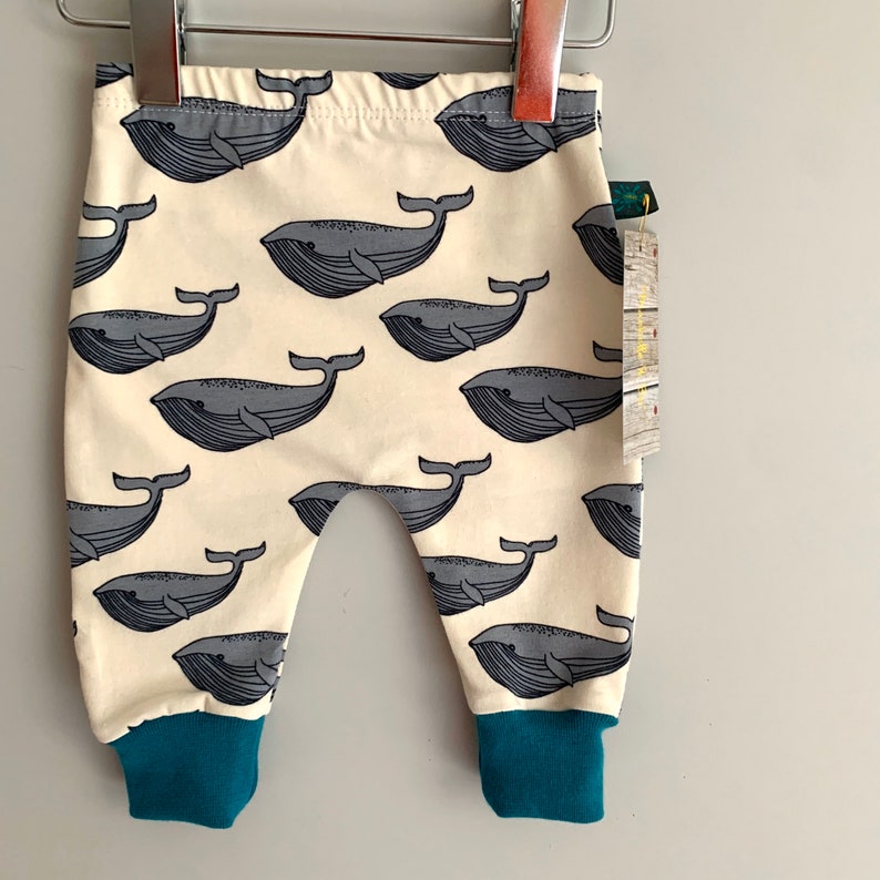 NEW Whales baby leggings organic baby clothes boy image 0