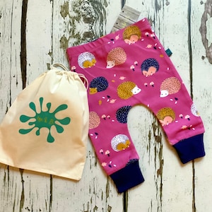 READY to SHIP organic hedgehog baby leggings, toddler leggings, organic leggings, kids leggings, baby pants, hedgehogs