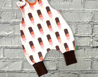 Popsicle baby romper, baby dungarees, sunrise, toddler romper, toddler dungarees, baby clothes, organic clothes, ice lolly