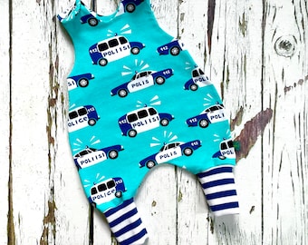 NEW! Police car baby romper, baby dungarees, diggers, toddler romper, toddler dungarees, baby clothes, organic clothes