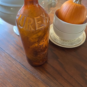 Vintage Amber Glass Purex Bottle- Brown Glass- Old Bottle-Apothecary Jar-Collectible Glass- Amber Bottle-Glassware-Fall Decor-Farmhouse