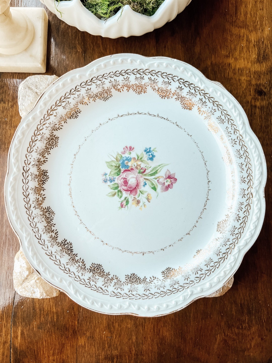 Vintage Embossed Dinner Platedinnerwarewedding Chinaserving Piece