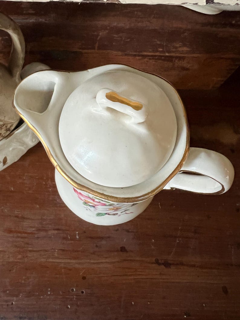 Vintage Wild Briar Rose Teapot- Old English Floral Tea Pitcher Gold ...