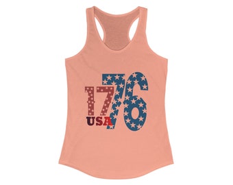 Vintage Vibes 1776 USA Camiseta sin mangas con espalda cruzada ideal para mujer