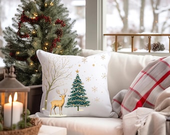 Christmas Deer Pillow: Festive Holiday Home Decor