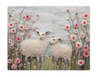 Sheep and Flowers Placemat: Rustic Farmhouse Table Decor