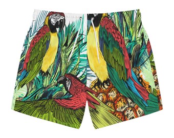 1 Men Swimwear tropical, parrots pineapple,Men Bathing Suit Shorts  Swim Trunk Party/Vacation/Father's Day Gift for Dad