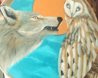 20"Solar Eclipse Medicine Drum,one example hand crafted ceremonial instrument