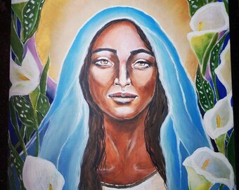 Mother Mary, wall-hanging 50/70cm,Created with Love