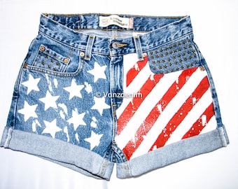 high waisted american flag shorts