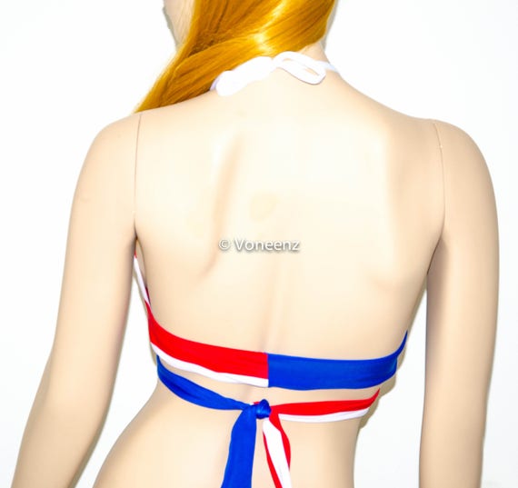 Padded Puerto Rico Flag Body Wrap Around Triangle Halter Etsy