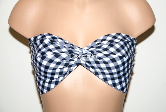 checkered bandeau bikini