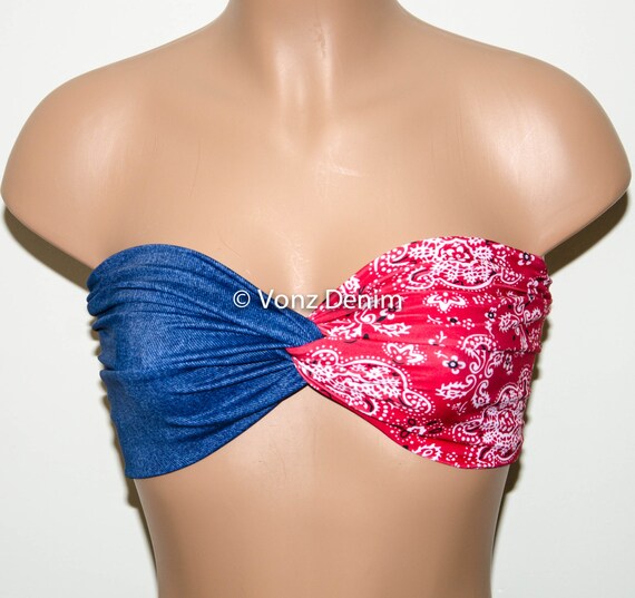 denim bathing suit top