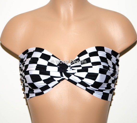 checkered bandeau bikini