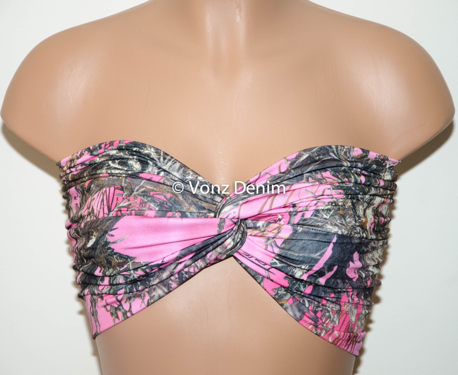 Pink Camo Bandeau Top Swimwear Bikini Top Twisted Top Etsy
