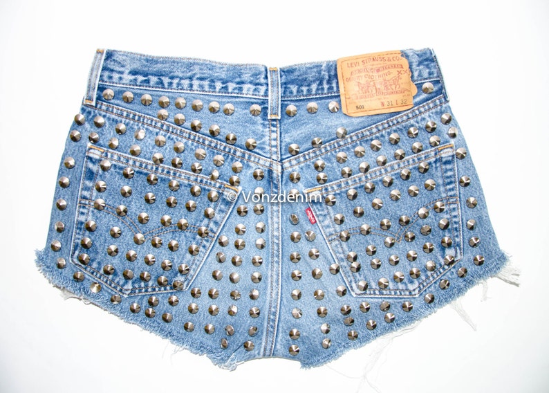 high waisted studded shorts