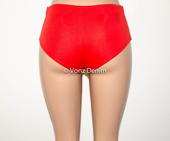 red boy shorts swimwear