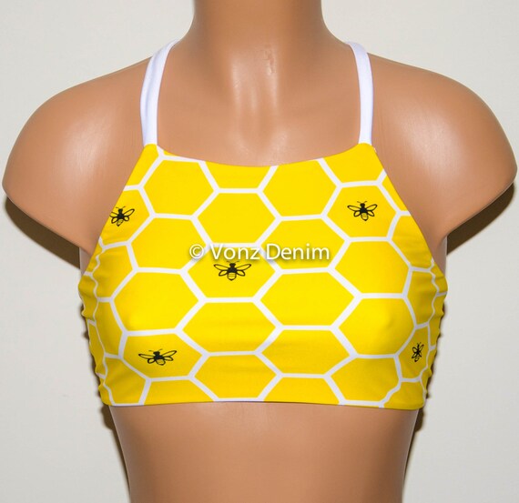 yellow high neck bikini top