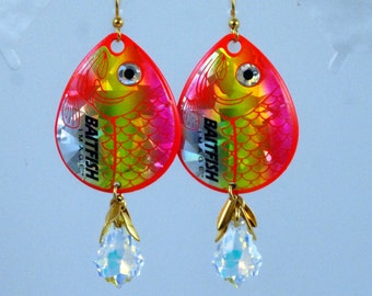 Hot Pink Baitfish Spinner Earrings